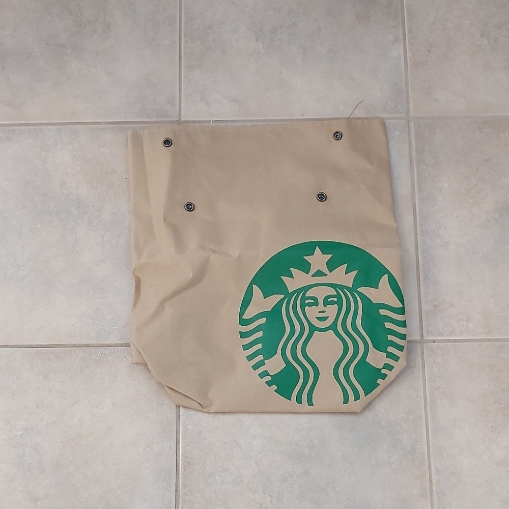 Starbucks Beige Backpack with Iconic Green Emblem